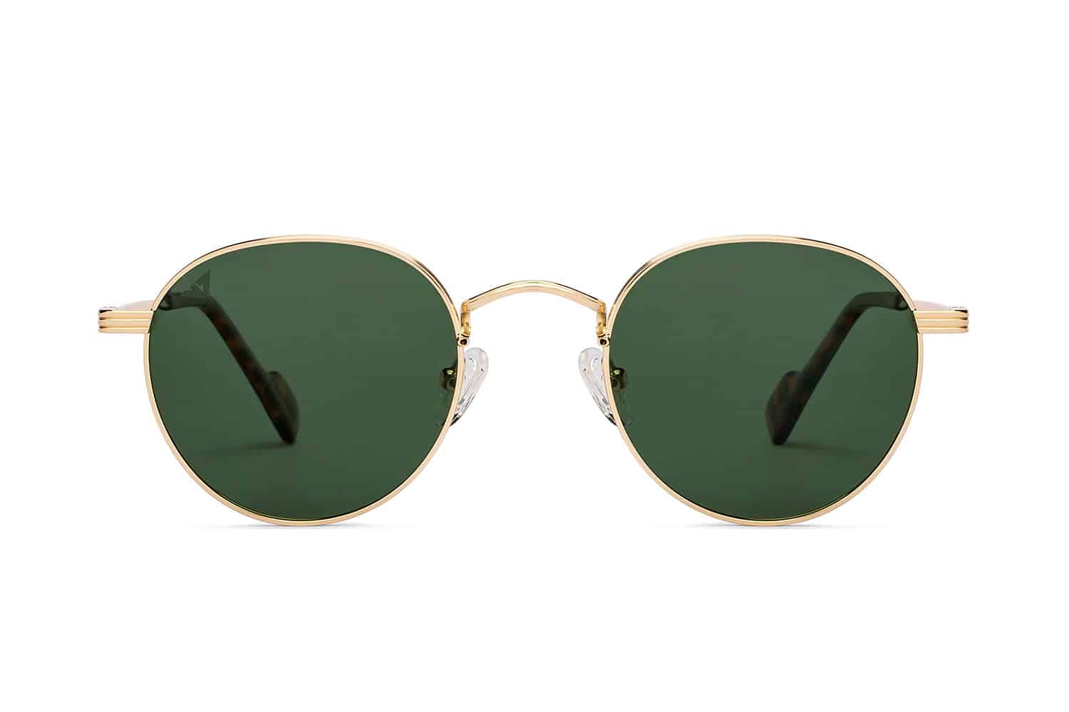 Gold & Green Full Rim Round Sunglasses