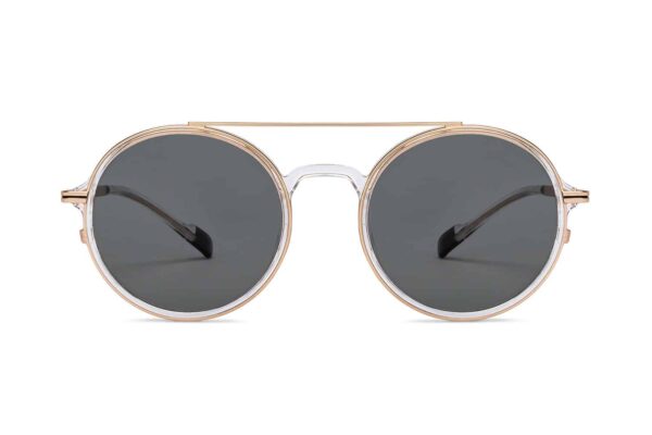 Gold Transparent Full Rim Round Sunglasses