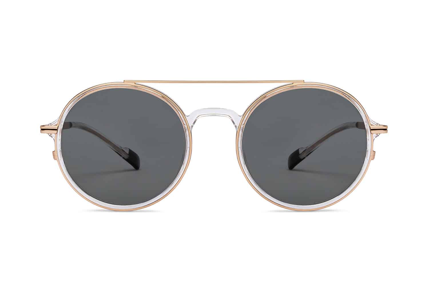 Gold Transparent Full Rim Round Sunglasses