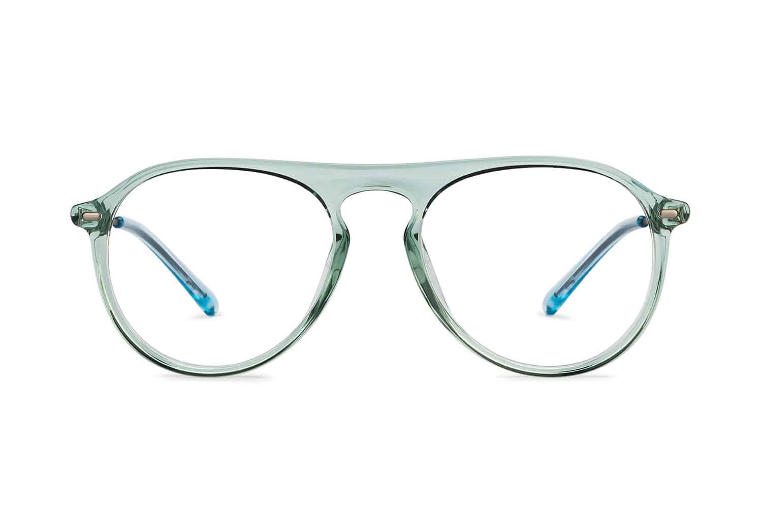 Green Transparent Full Rim Aviator Eyeglasses