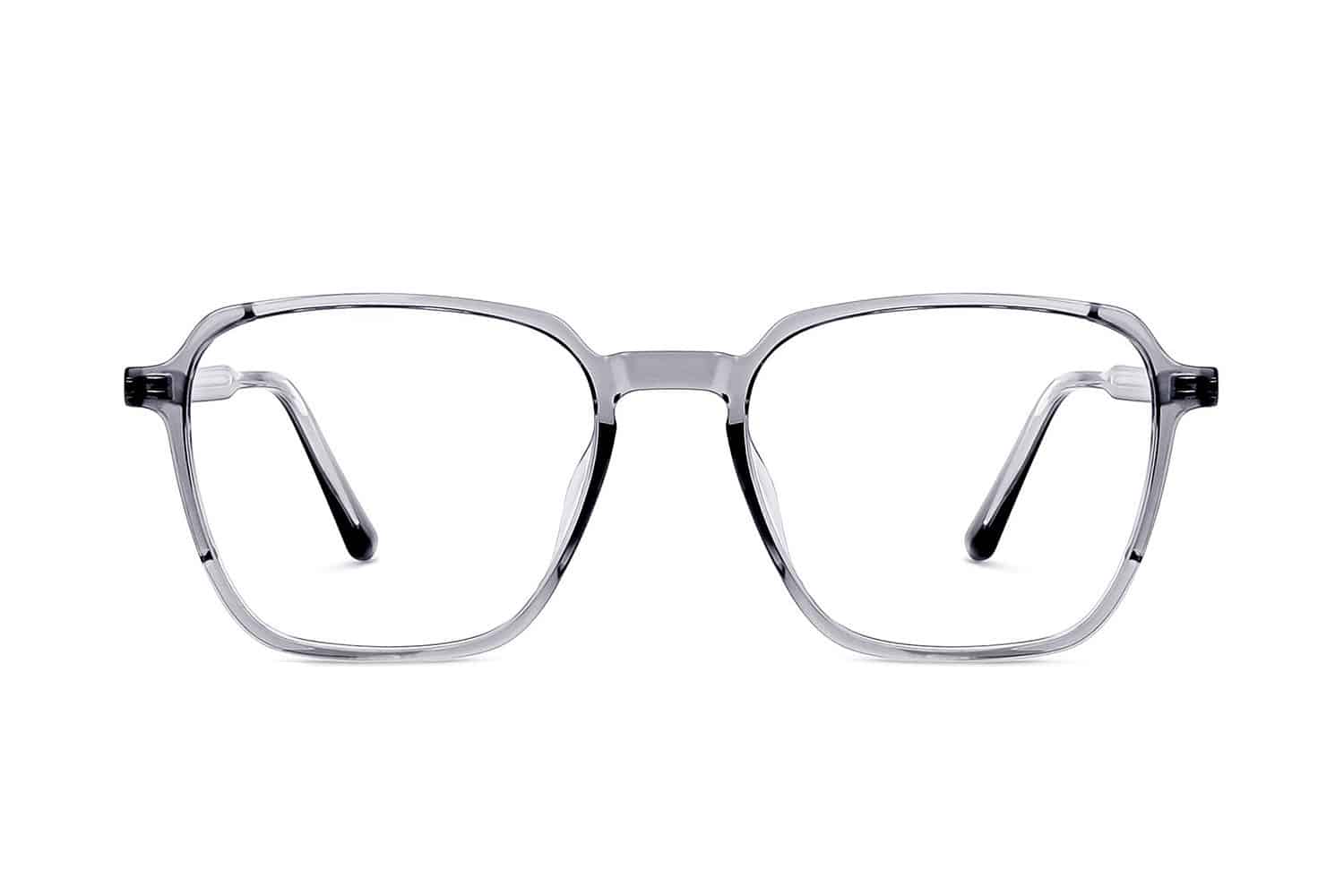 Grey Transparent Full Rim Hexagon Eyeglasses